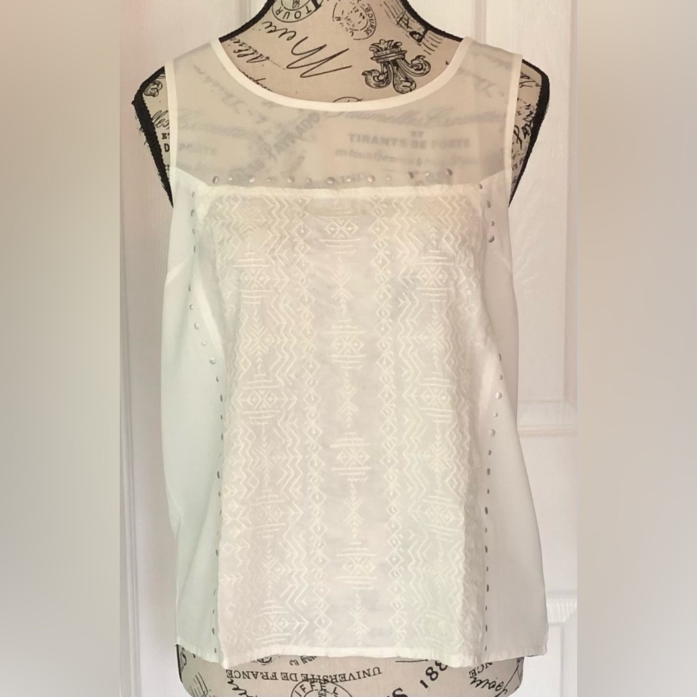 American Eagle Embroidered Tank Top Cream/Off White Colour Size Medium